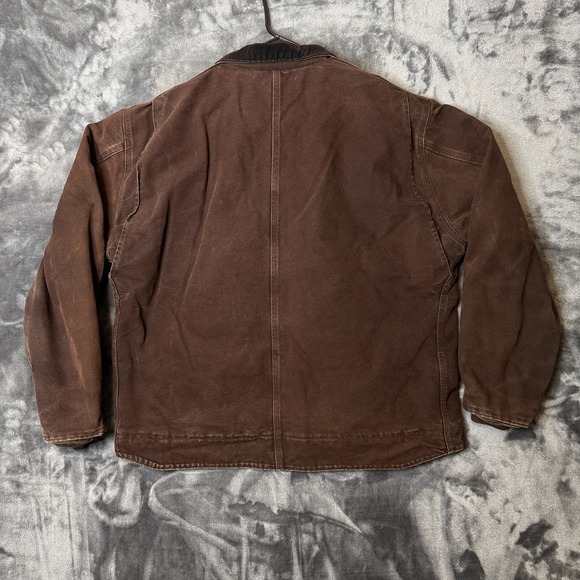 Vintage Carhartt Sandstone Duck Artic J184 Jacket Dark Brown Size XL-Tall Lined - Picture 8 of 8